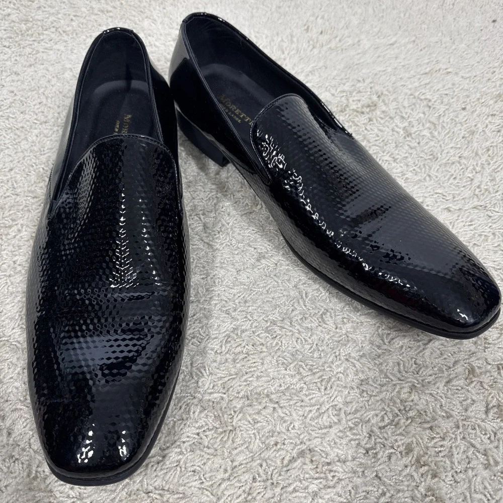 Moretti Gold Label Black Embossed Patent Leather Dress Shoes Mens 15 Formal Wear